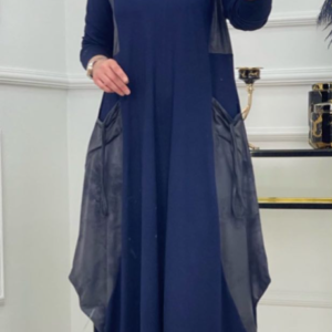 فستان بلونين ازرق واخضر.