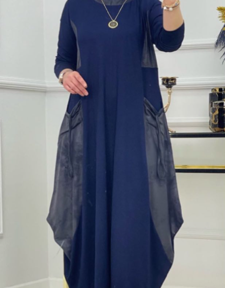 فستان بلونين ازرق واخضر.